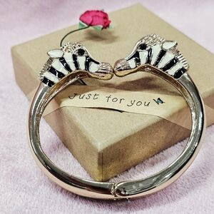 Bangle Enameled Gold Plated Zebra Bracelet